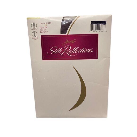 Hanes Silk Reflections Pantyhose Quicksilver Size EF Style 718 Silky Sheer Nylon - Picture 1 of 6